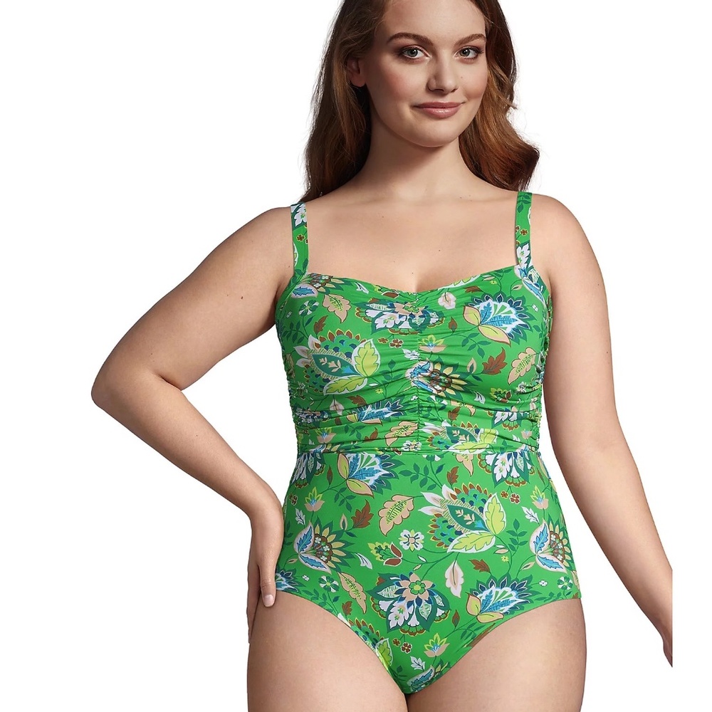 Lands' End Chlorine Resistant Tummy Control Sweetheart One Piece Swimsui…